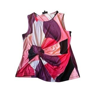 DKNY Donna Karan Colorful Abstract Cinched Women's Top blouse